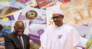 Le Nigeria et le Ghana claquent déjà la porte de la nouvelle monnaie ECO du président ADO ! Les présidents ghanéen Addo Akufo Addo (g) et nigérian Muhamadu Buhari | Infog : 27avril.com