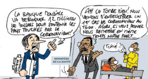 Togo, Coronavirus et ses conséquences : Les surgelés de Lomé ne nous vendaient que du chinois ? Fausse patiente de Coronavirus au Togo | Caricature : Donisen Donald / Liberté