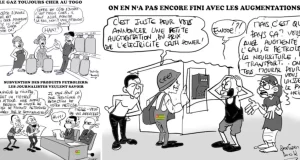 Hausse des Prix des Énergies: Carburant, Gaz puis Électricité; Le Togo de Crève-cœur en marche Hausse des prix des énergies au Togo | Archives / caricatures: Donisen Donald / Liberté