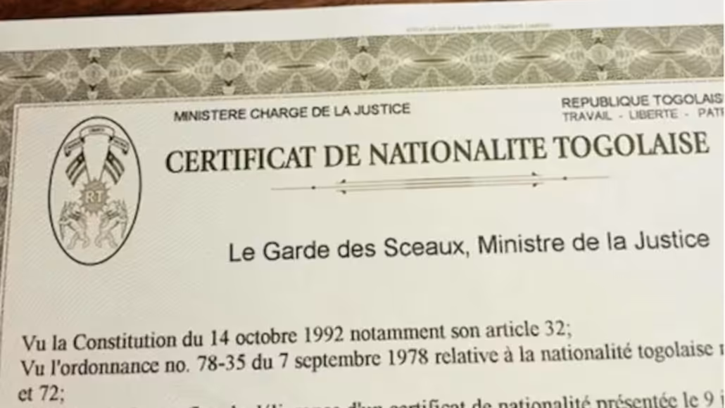 certificat de nationalite togolaise