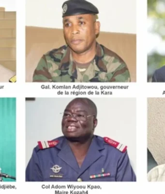 Militarisation à outrance de l’administration publique du Togo sous prétexte de rigueur et de discipline: Quel bilan revendiquent les autres militaires déjà en fonction civile? A quoi sert finalement l’ENA? Quelques militaires en poste dans l'administration publique | Infog: DR / LeCorrecteur.tg