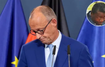 Friedrich Merz sous pression après la débâcle électorale. Faure Gnassingbé Imperturbable Malgré la Faillite Sur Tous Les Plans. Le chancelier allemand Friedrich Merz réagit en prononçant une déclaration après l'annonce des sondages de sortie des élections régionales de Berlin et Mecklembourg en Poméranie occidentale | Photo: Reuters. En mortaise, le premier ministère Togolais Faure Gnassingbé | Infog: 27avril.com