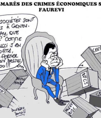 Togo: La politique de l’autruche d’un Faure Gnassingbé aux antipodes des réalités politiques de son pays FEG et son Incompétence | Caricature / Archives: Donisen Donald / Liberté