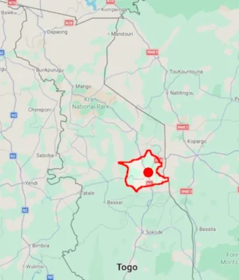 Togo / Kara: 27 milliards s’ajoutent aux autres milliards déjà investis dans la recherche d’eau potable Préfecture de la Kozah et la ville de Kara | Source: Google Maps