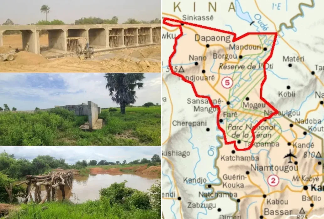 Des travaux d'infrastructions mal faits ou à abandon dans la région des Savanes, Togo | Photos: DR/Lalternative.info; infog: 27avril.com